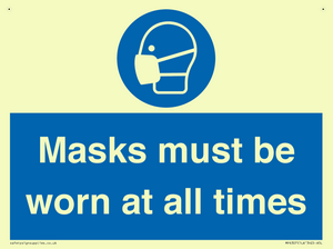 Masks must be worn at all times